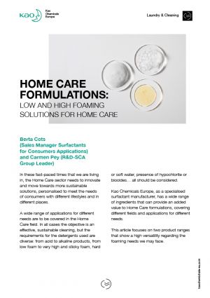 Home Care Formulations: Low and High foaming solutions for home care 