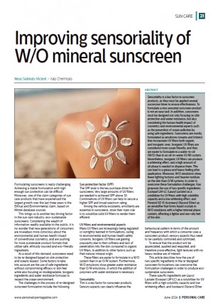 PCM | Improving sensoriality of W/O mineral sunscreen