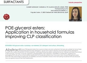 POE-glycerol esters: Application in household formulas improving CLP classification