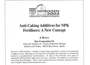 Anti-caking additives for NPK fertilizers : a new concept